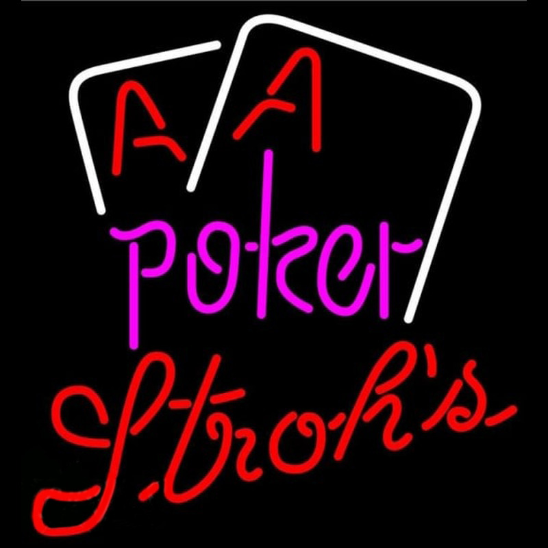 Strohs Purple Lettering Red Aces White Cards Beer Sign Neonkyltti