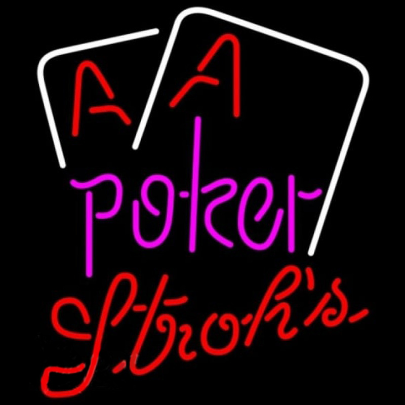 Strohs Purple Lettering Red Aces White Cards Poker Beer Sign Neonkyltti
