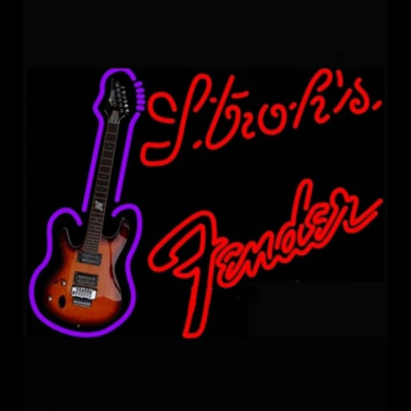 Strohs Red Fender Guitar Neonkyltti
