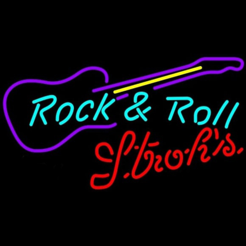 Strohs Rock N Roll Guitar Beer Sign Neonkyltti
