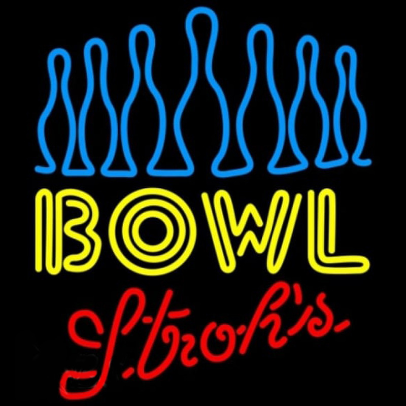 Strohs Ten Pin Bowling Beer Sign Neonkyltti