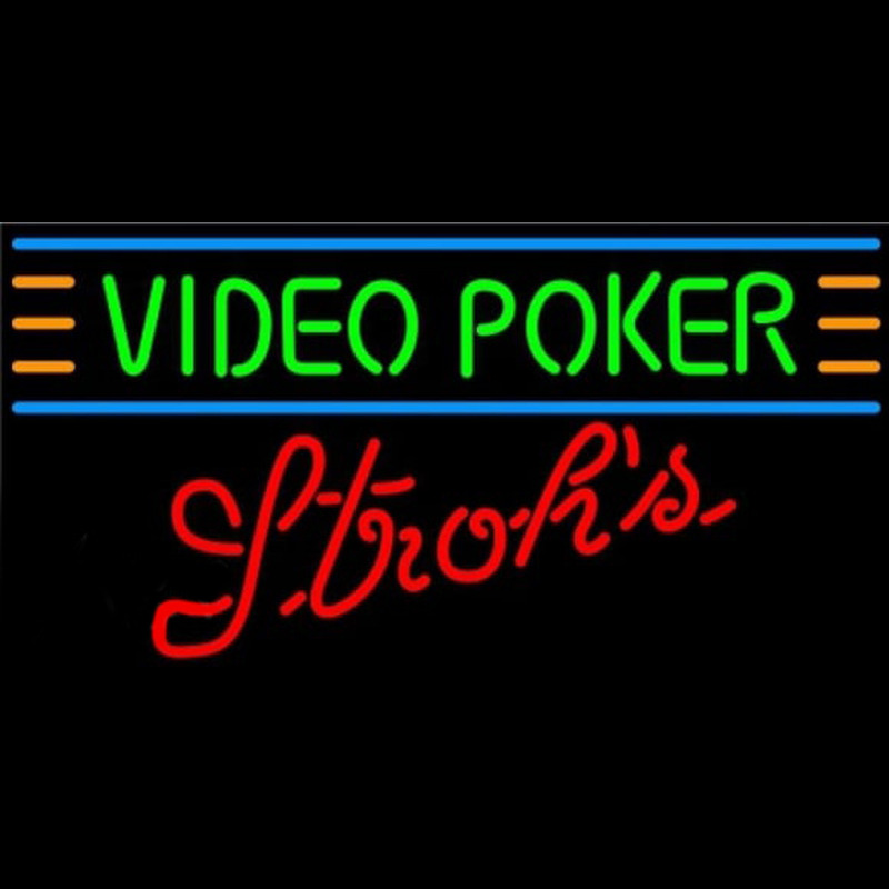 Strohs Video Poker Beer Sign Neonkyltti