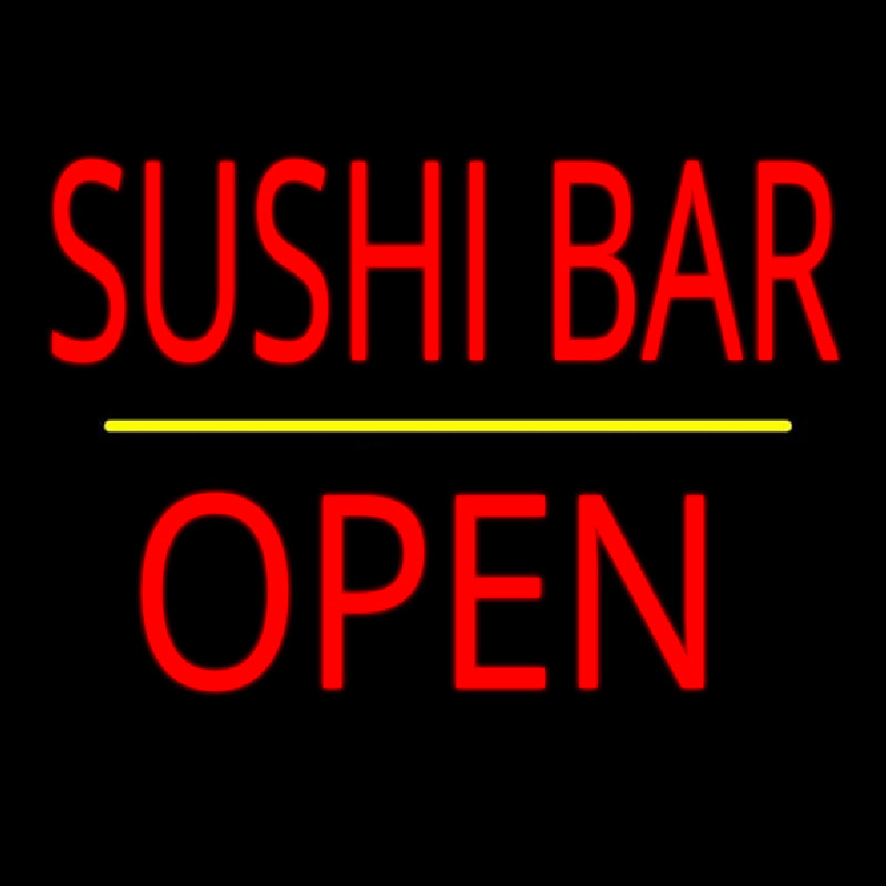 Sushi Bar Open Yellow Line Neonkyltti
