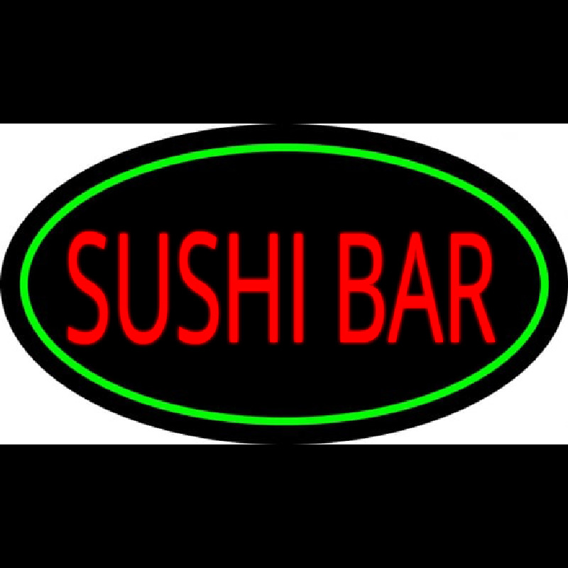 Sushi Bar Oval Green Neonkyltti