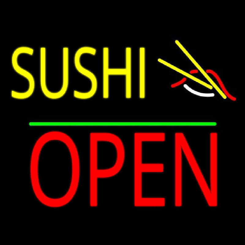 Sushi Block Open Green Line Neonkyltti
