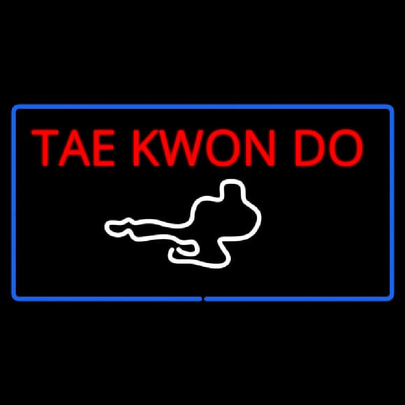 Tae Kwon Do Logo Rectangle Blue Neonkyltti