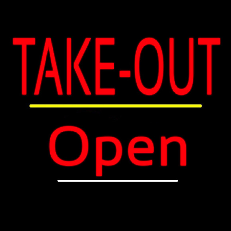 Take Out Open Yellow Line Neonkyltti