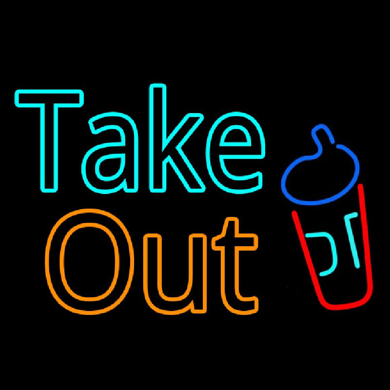 Take Out With Wine Glass Neonkyltti