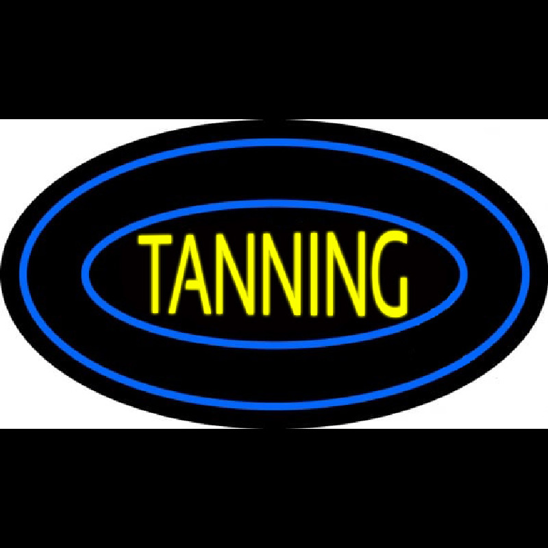 Tanning Double Oval Blue Border Neonkyltti