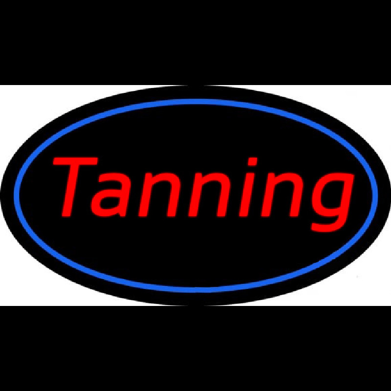 Tanning Oval Blue Border Neonkyltti