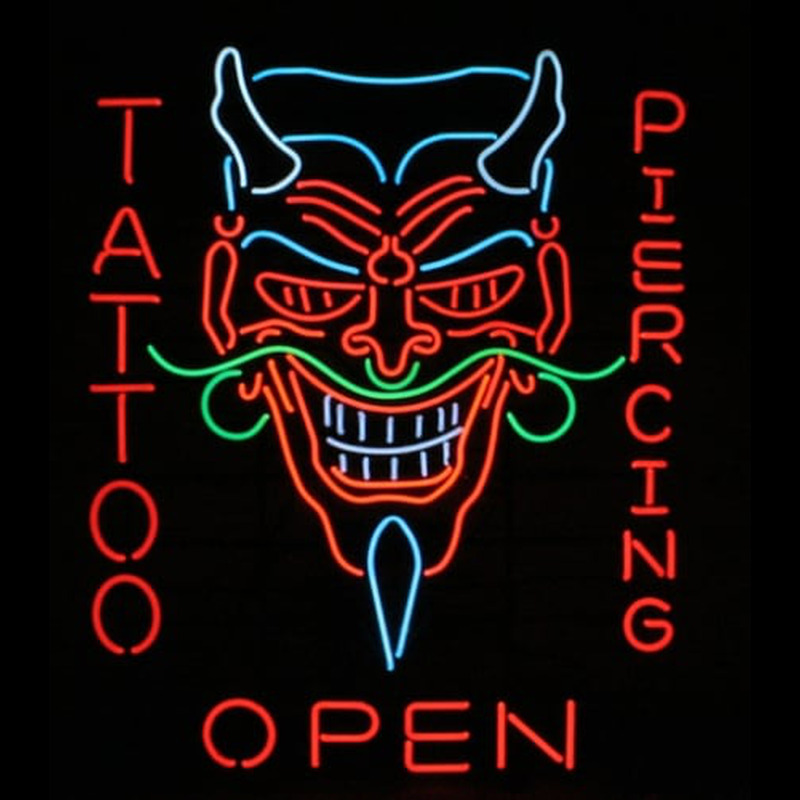 Tattoo Body Piercing Shop OPEN Neonkyltti