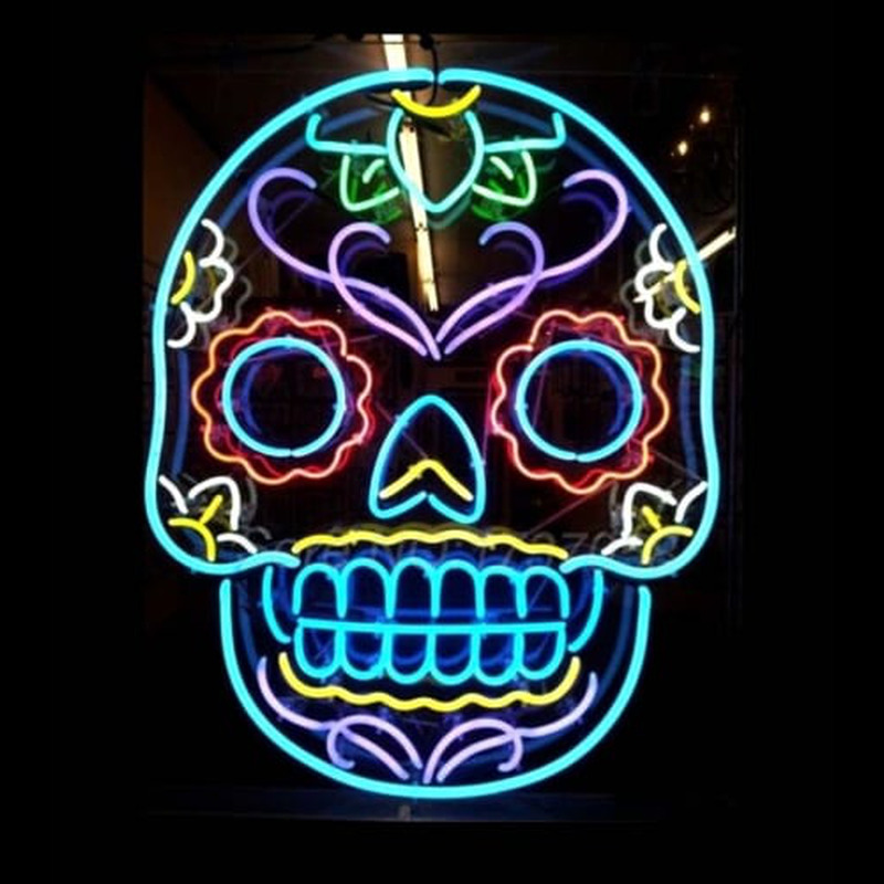 Tattoo Skull Neonkyltti