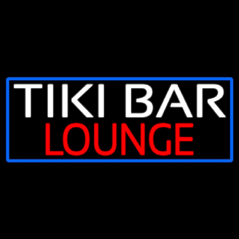 Tiki Bar Lounge With Blue Border Neonkyltti