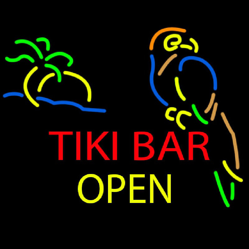 Tiki Bar Open Neonkyltti