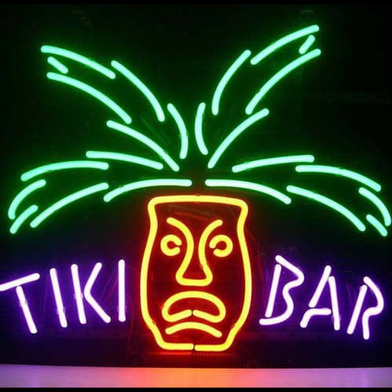Tiki Bar Paradise Palm Olut Baari Avoinna Neonkyltti