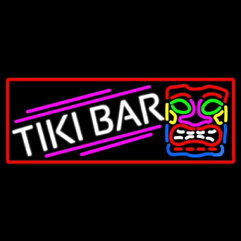 Tiki Bar Sculpture With Red Border Neonkyltti