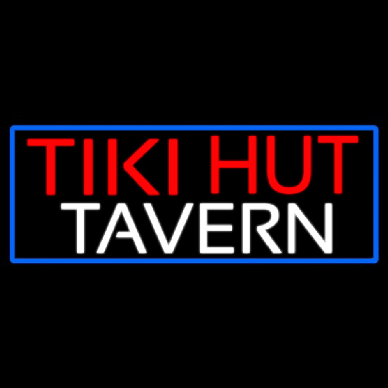 Tiki Hut Tavern With Blue Border Neonkyltti