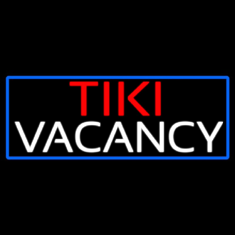 Tiki Vacancy With Blue Border Neonkyltti