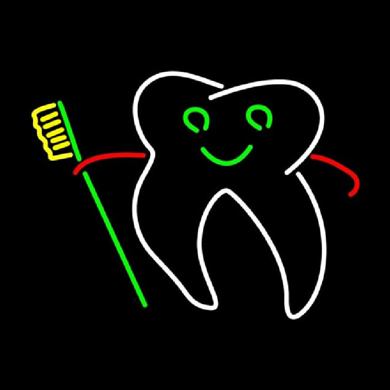 Tooth With Brush Logo Neonkyltti