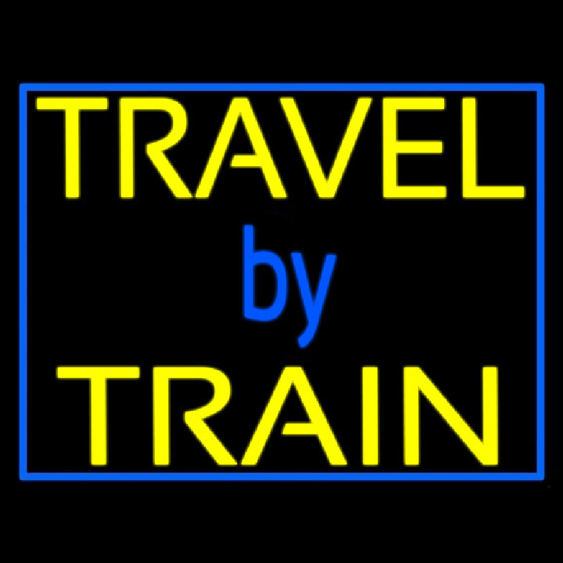 Travel By Train With Border Neonkyltti