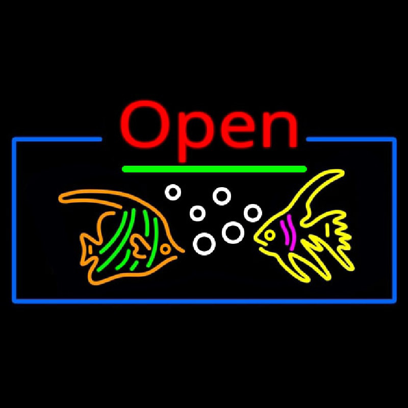 Tropical Fish Logo Open Neonkyltti
