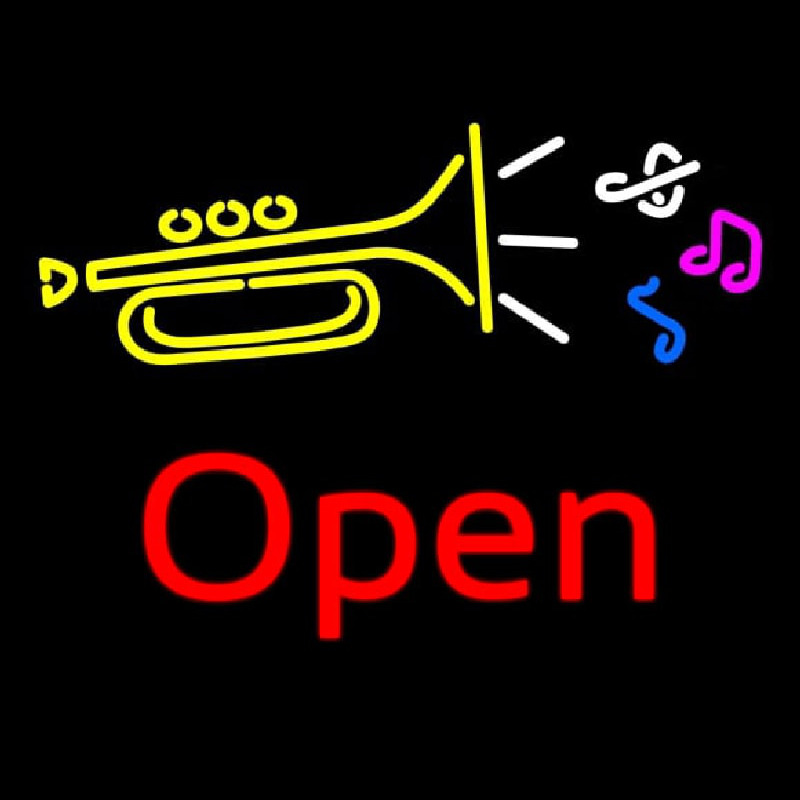 Trumpet Logo Open Neonkyltti
