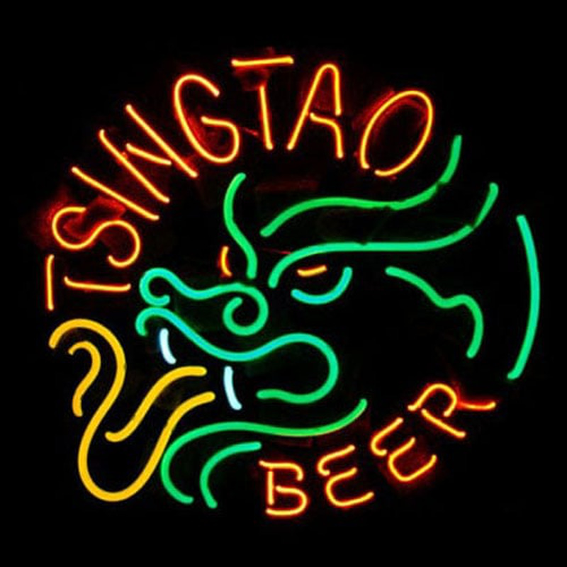 Tsingtao Olut Baari Avoinna Neonkyltti