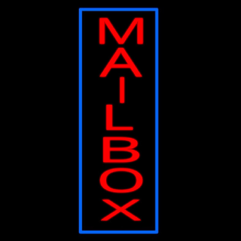 Vertical Mailbo  Blue Border Neonkyltti