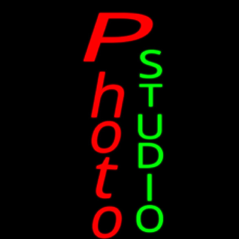 Vertical Red Photo Green Studio Neonkyltti