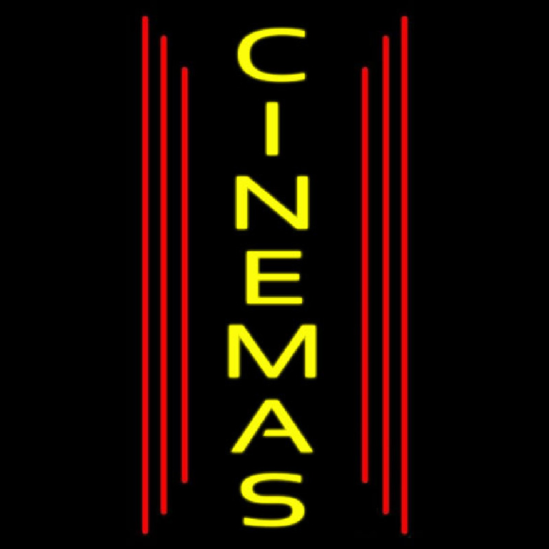 Vertical Yellow Cinemas Neonkyltti