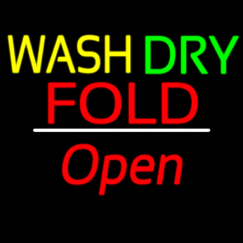 Wash Dry Fold Open White Line Neonkyltti