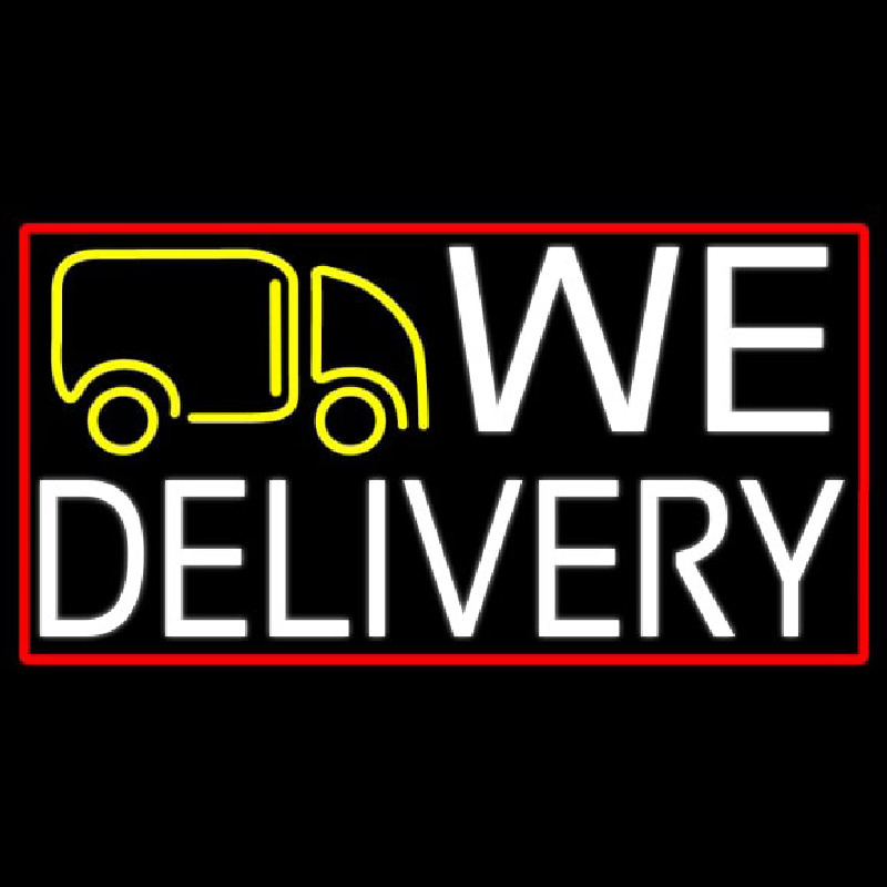 We Deliver Van With Red Border Neonkyltti