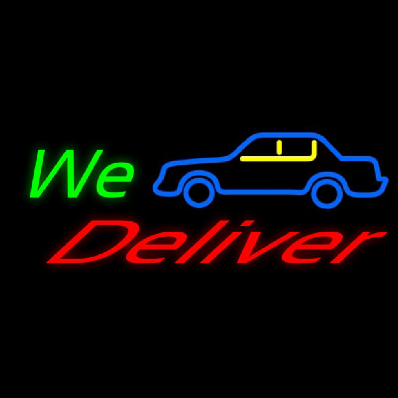 We Deliver With Car Neonkyltti