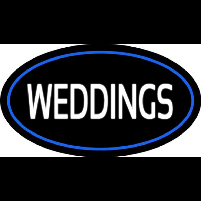 Weddings White Oval Blue Neonkyltti