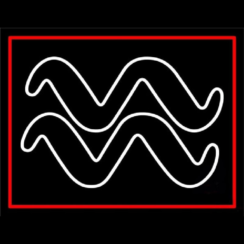 White Aquarius Logo Red Border Neonkyltti