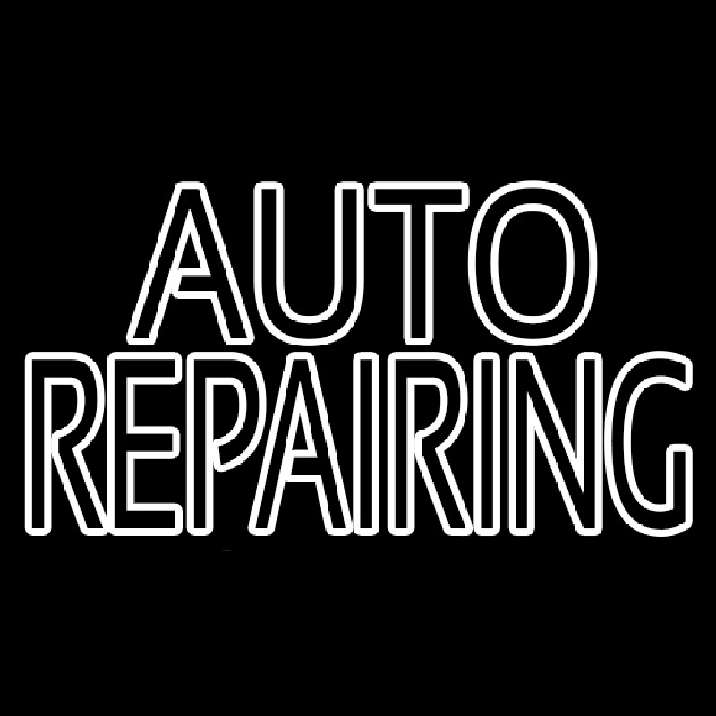 White Double Stroke Auto Repair Neonkyltti
