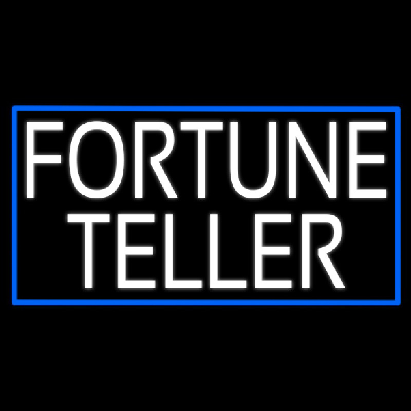 White Fortune Teller With Blue Border Neonkyltti