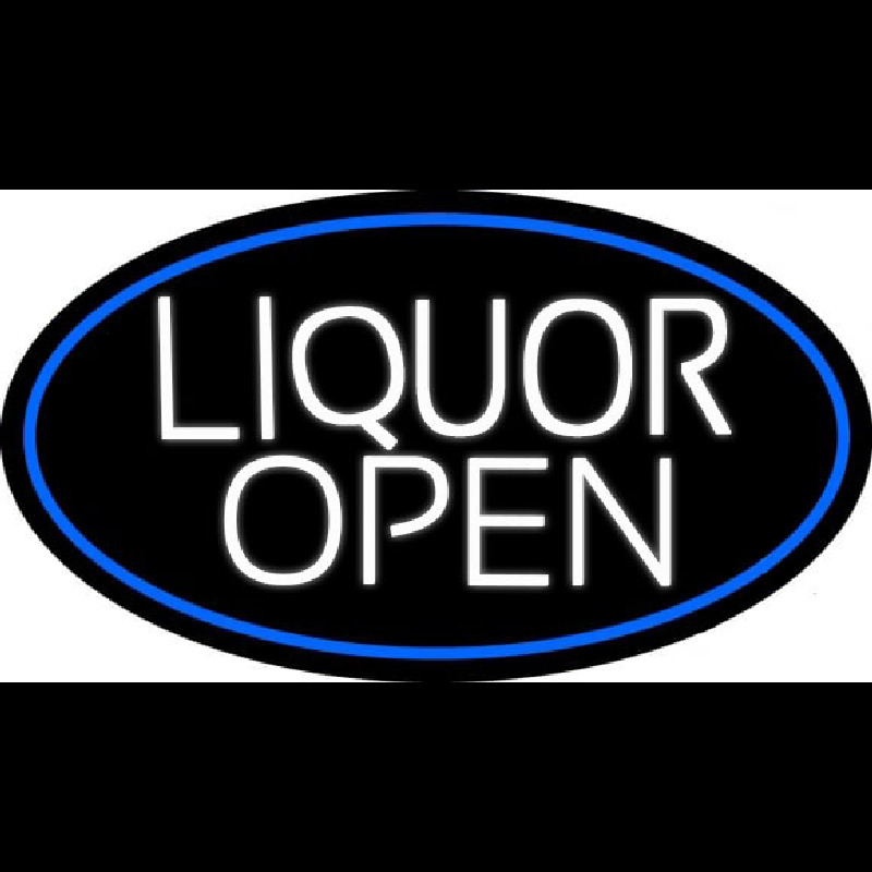White Liquor Open Oval With Blue Border Neonkyltti