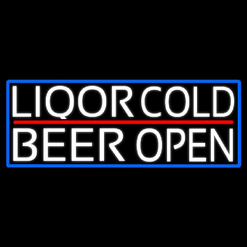 White Liquors Cold Beer With Blue Border Neonkyltti