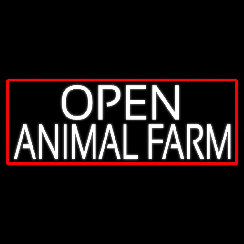 White Open Animal Farm With Red Border Neonkyltti