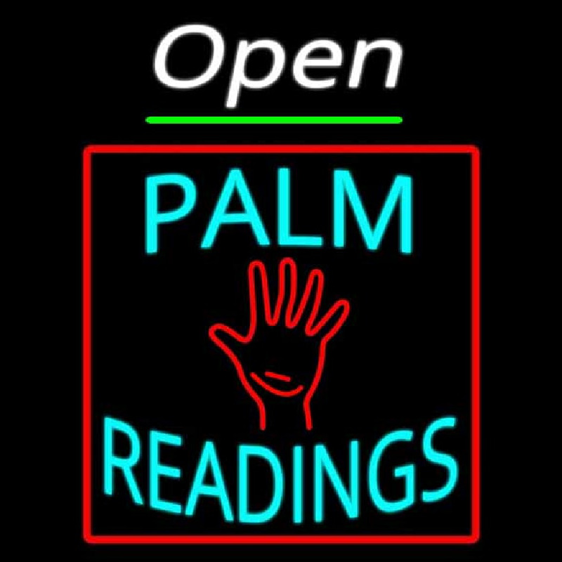 White Open Turquoise Palm Readings Red Border Neonkyltti
