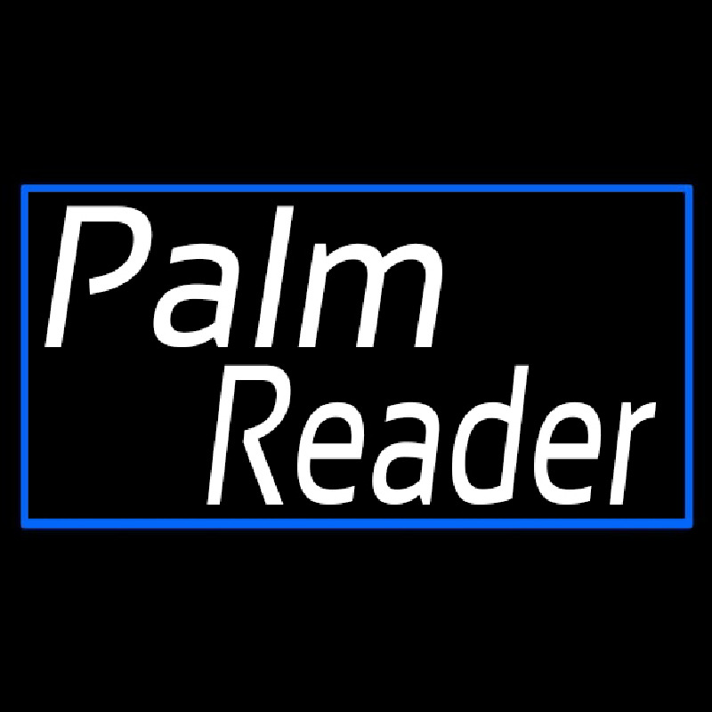 White Palm Reader Blue Rectangle Neonkyltti