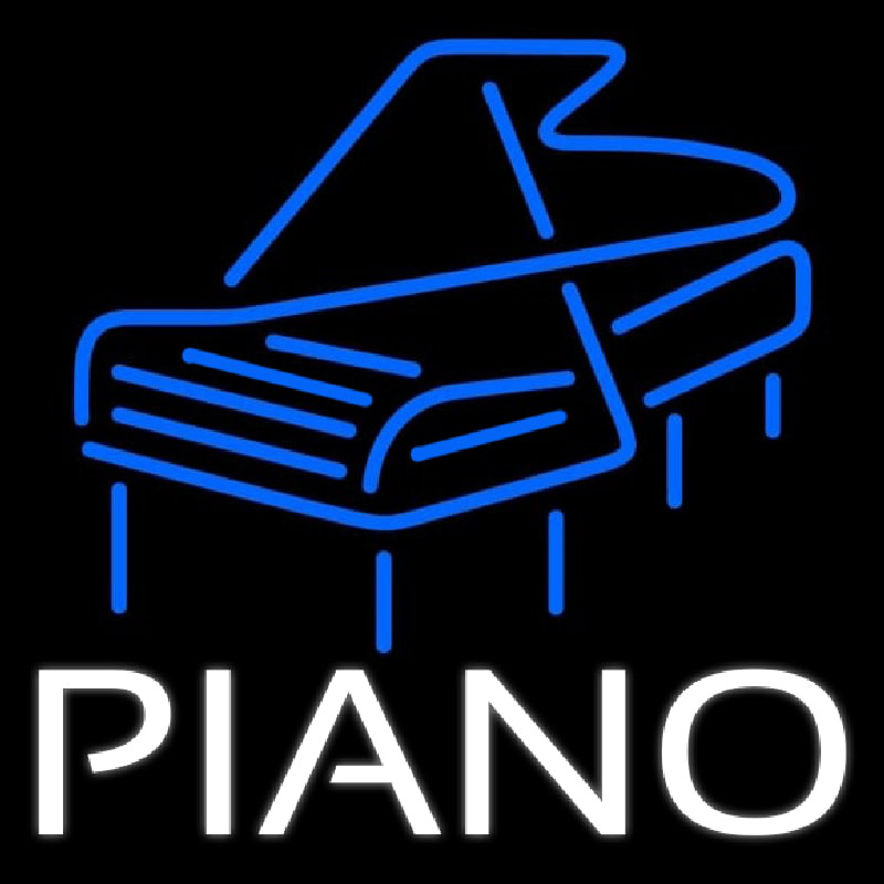 White Piano Blue Logo 4 Neonkyltti