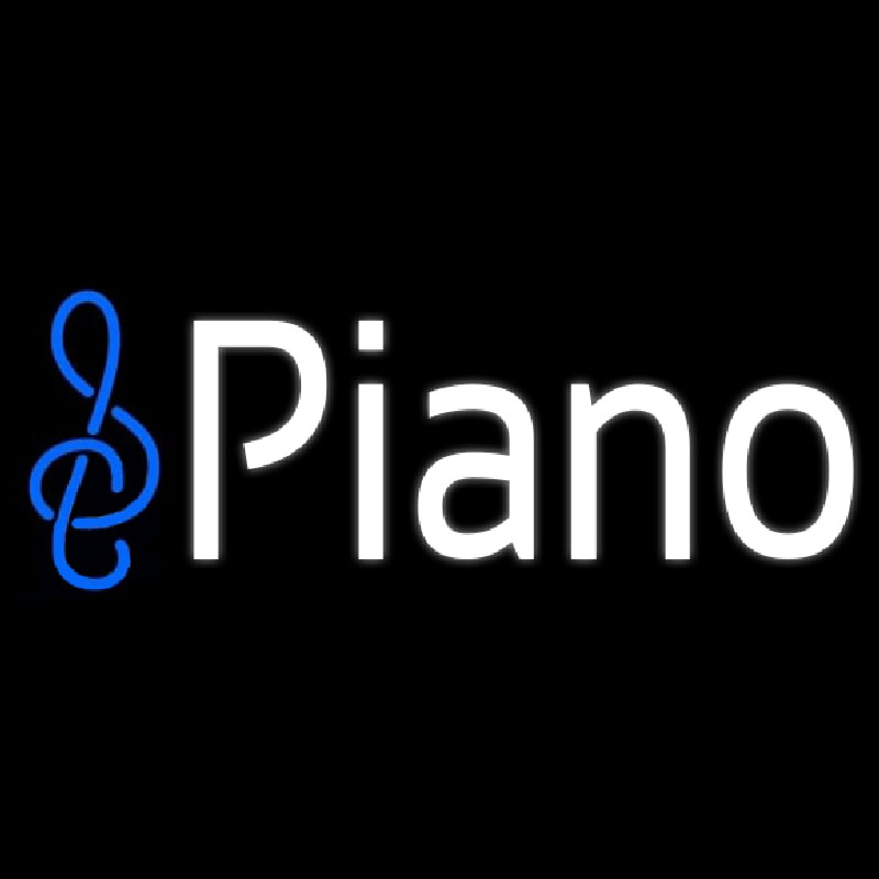 White Piano Music Note Neonkyltti