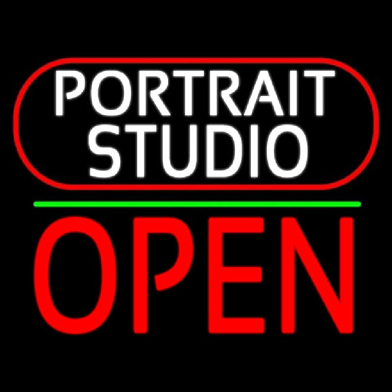White Portrait Studio Open 1 Neonkyltti