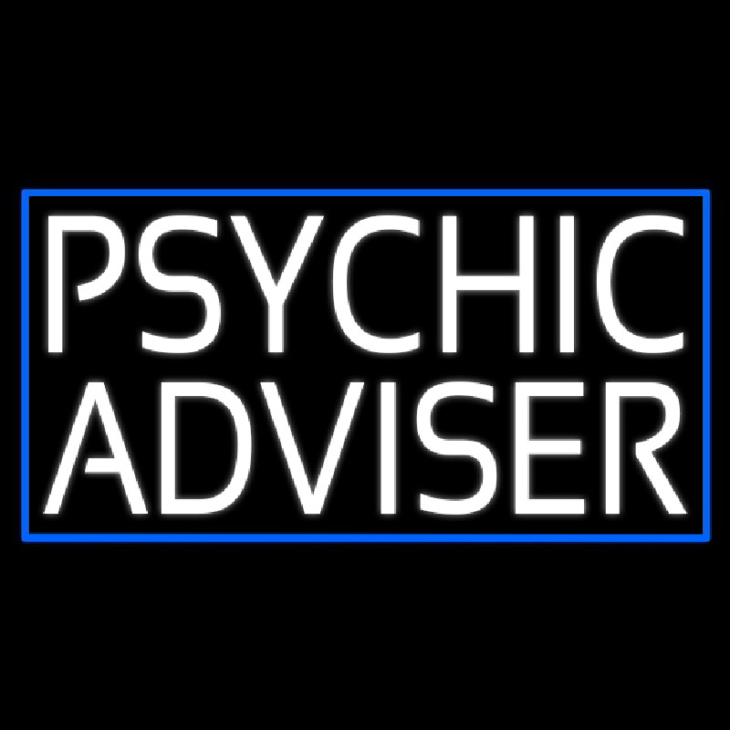 White Psychic Advisor Blue Border Neonkyltti