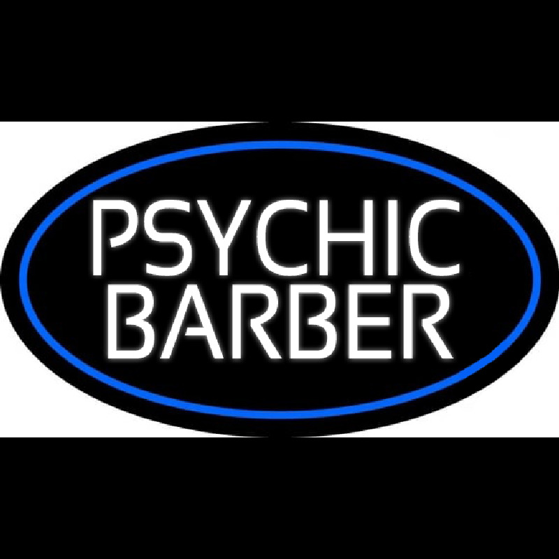 White Psychic Barber With Blue Border Neonkyltti