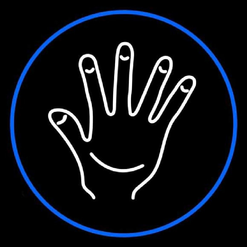 White Psychic Palm And Blue Border Neonkyltti