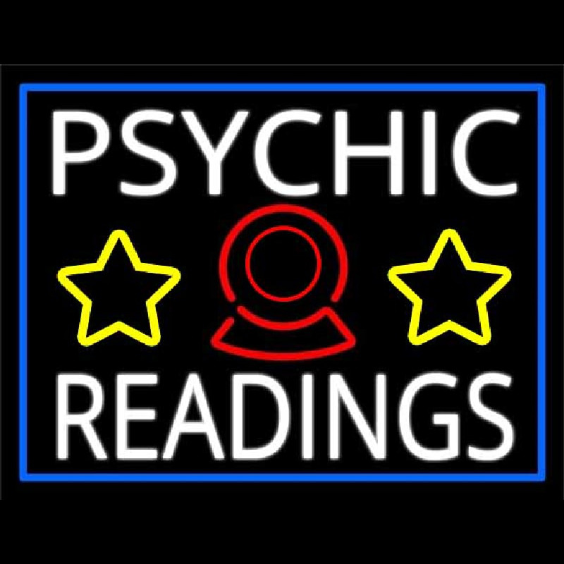 White Psychic Readings With Blue Border Neonkyltti
