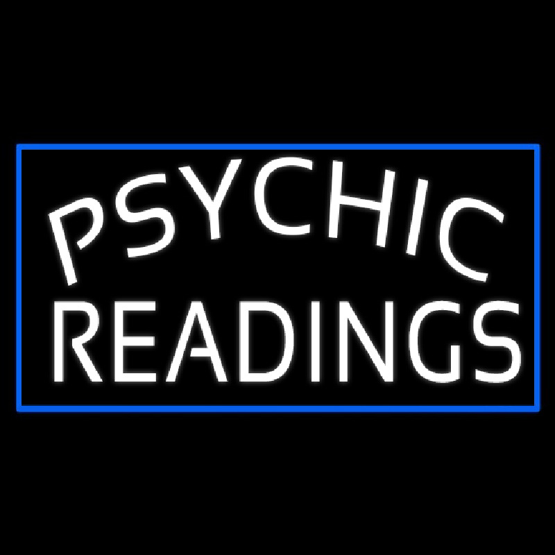 White Psychic Readings With Blue Border Neonkyltti